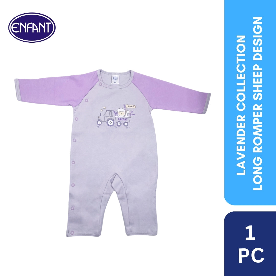 Lavender Collection Hugs Romper with Sheep Design