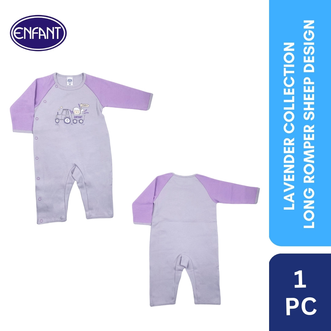 Lavender Collection Hugs Romper with Sheep Design