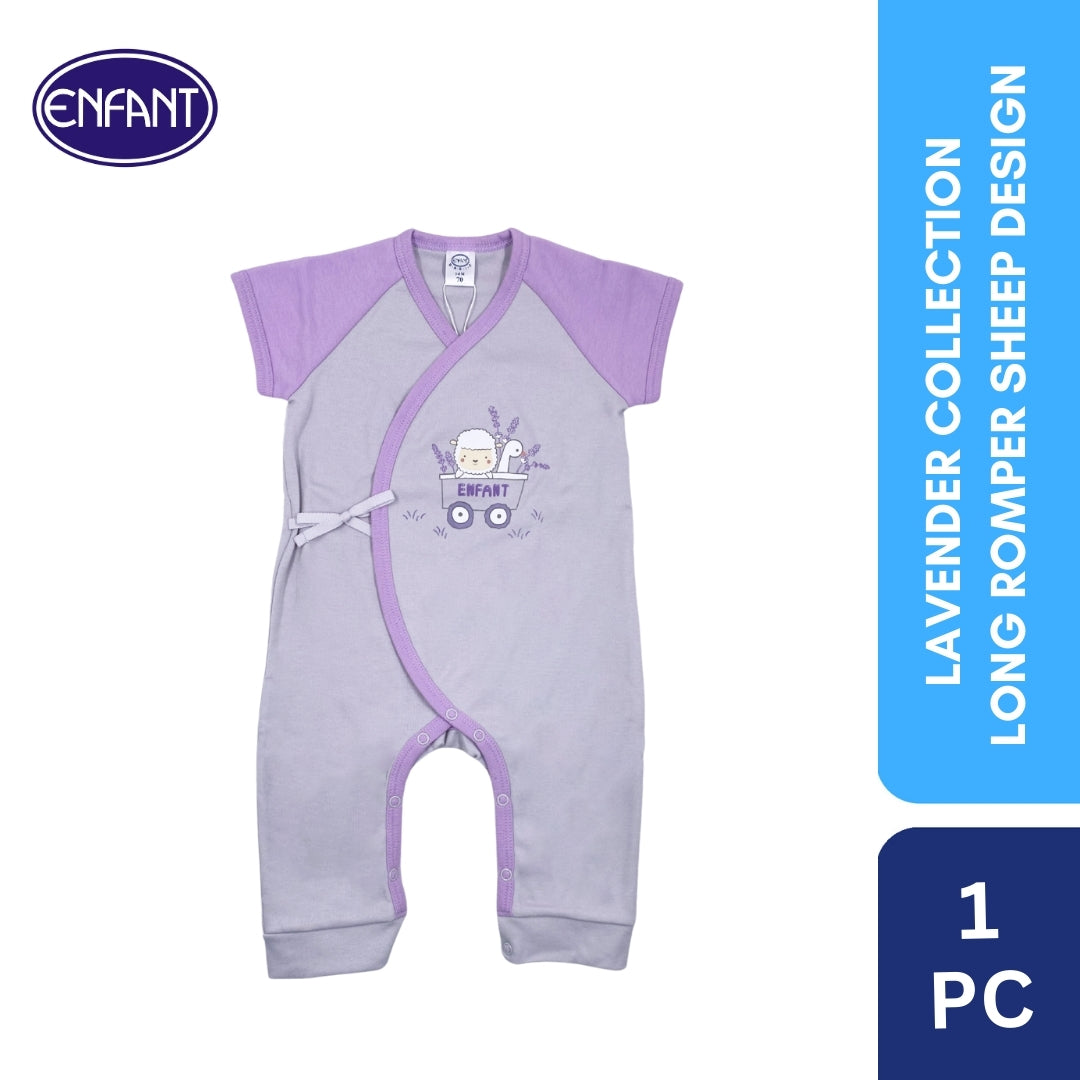 Lavender Collection Comfy Cuddle Romper with Sheep Design