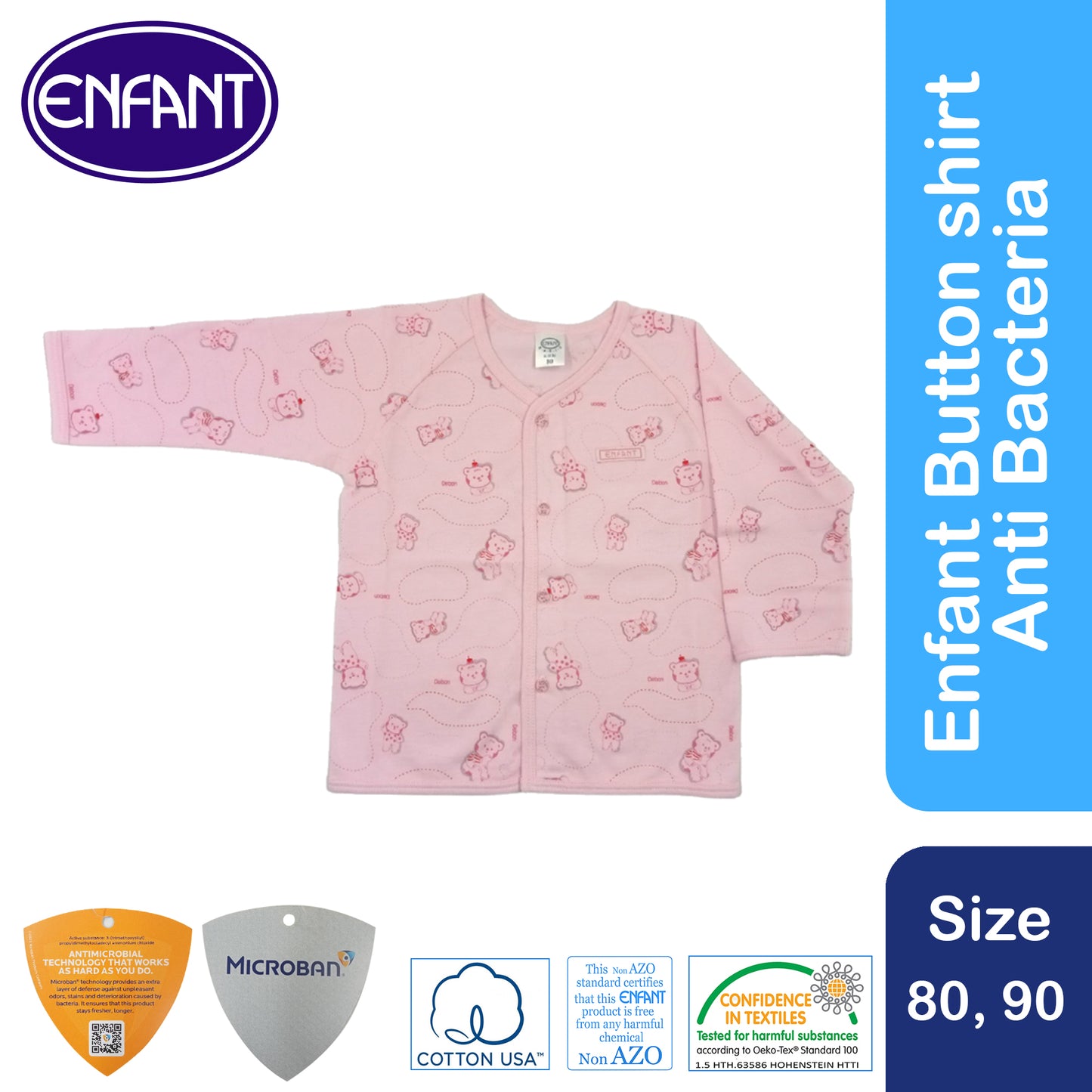 Enfant Button Shirt long Sleeves Anti Bacteria