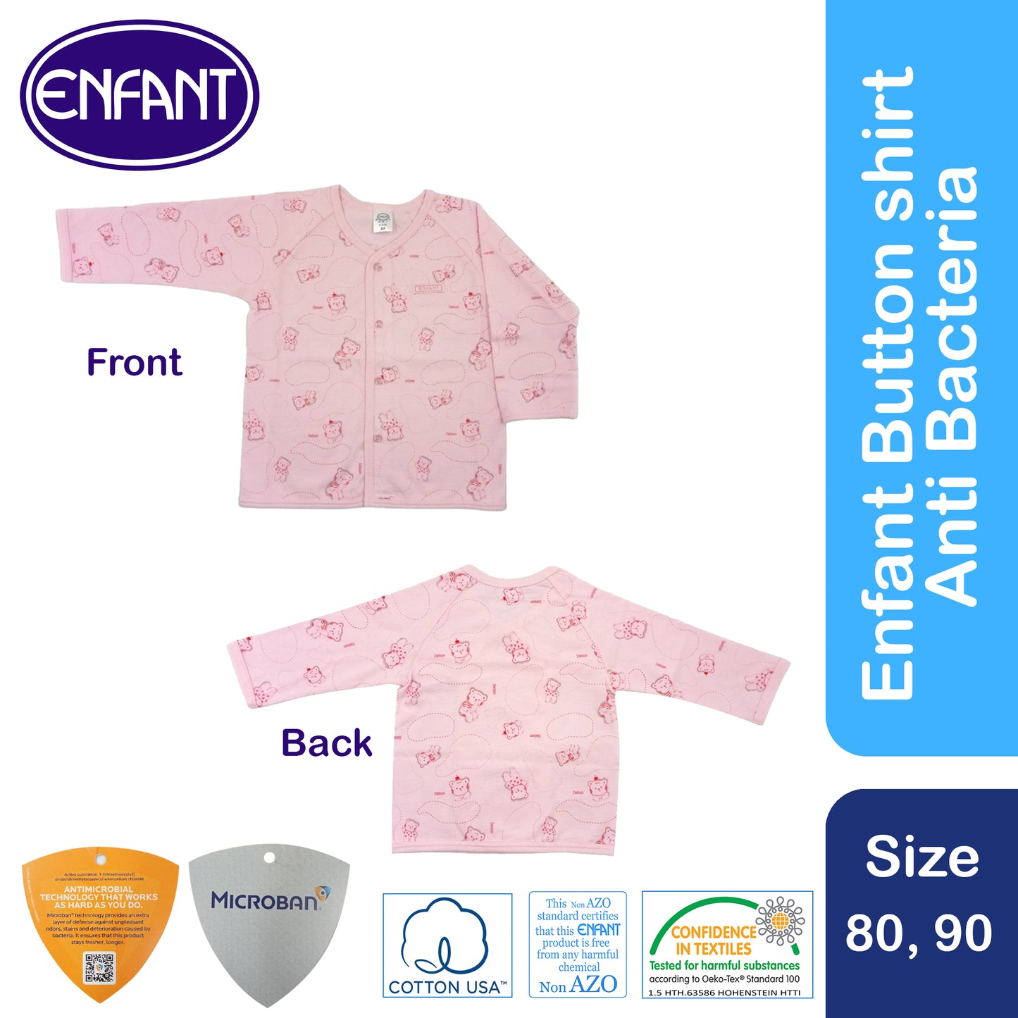 Enfant Button Shirt long Sleeves Anti Bacteria