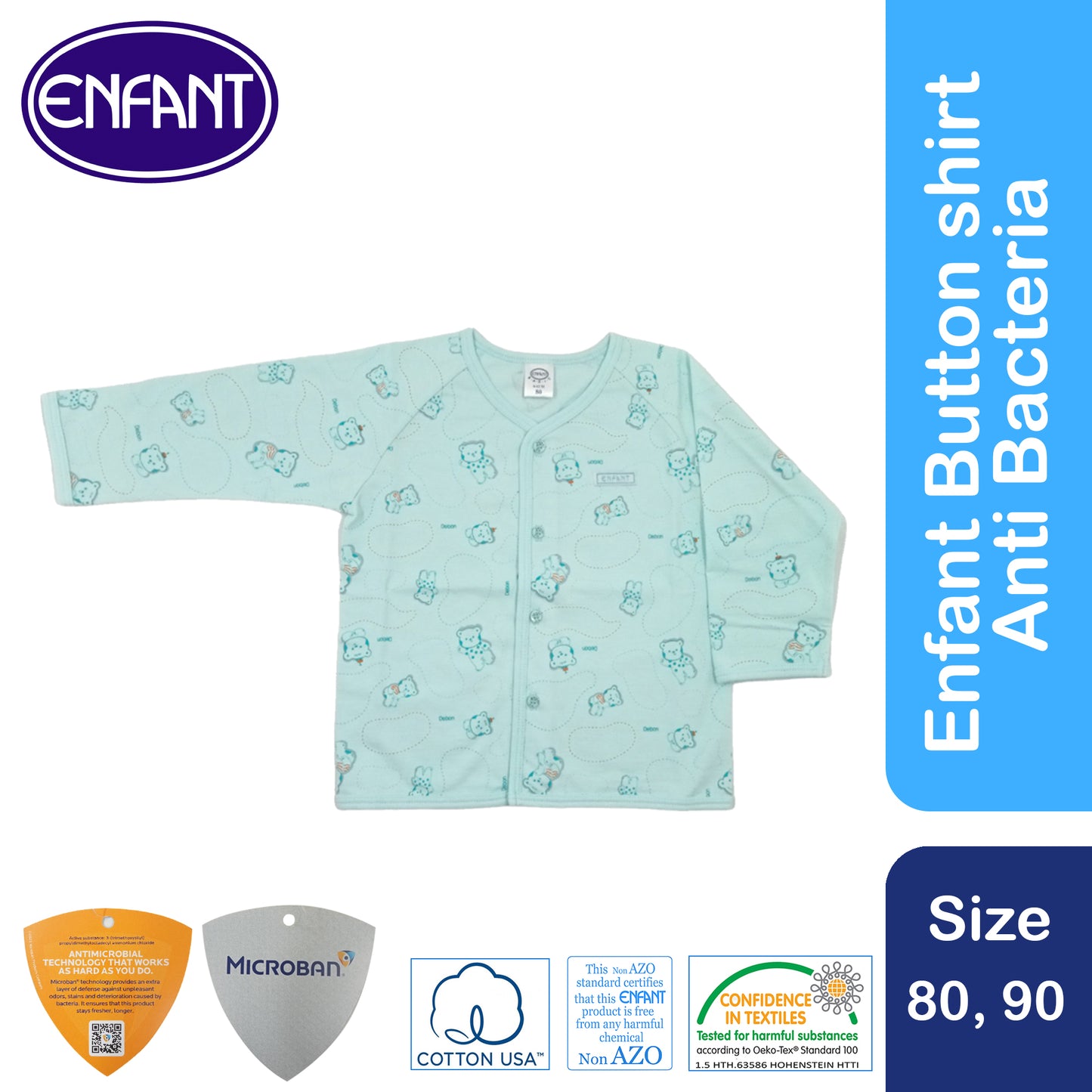 Enfant Button Shirt long Sleeves Anti Bacteria