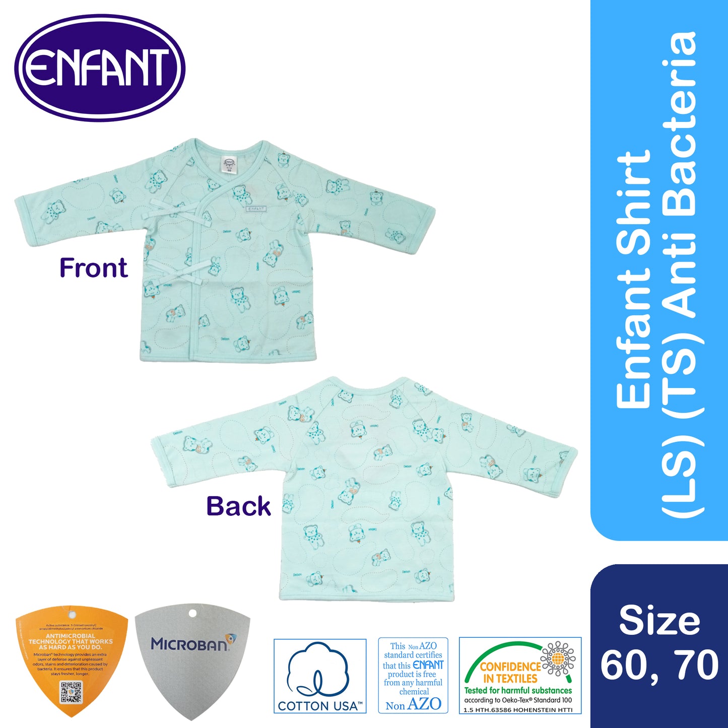 Enfant Tie Side Shirt long Sleeves Anti Bacteria