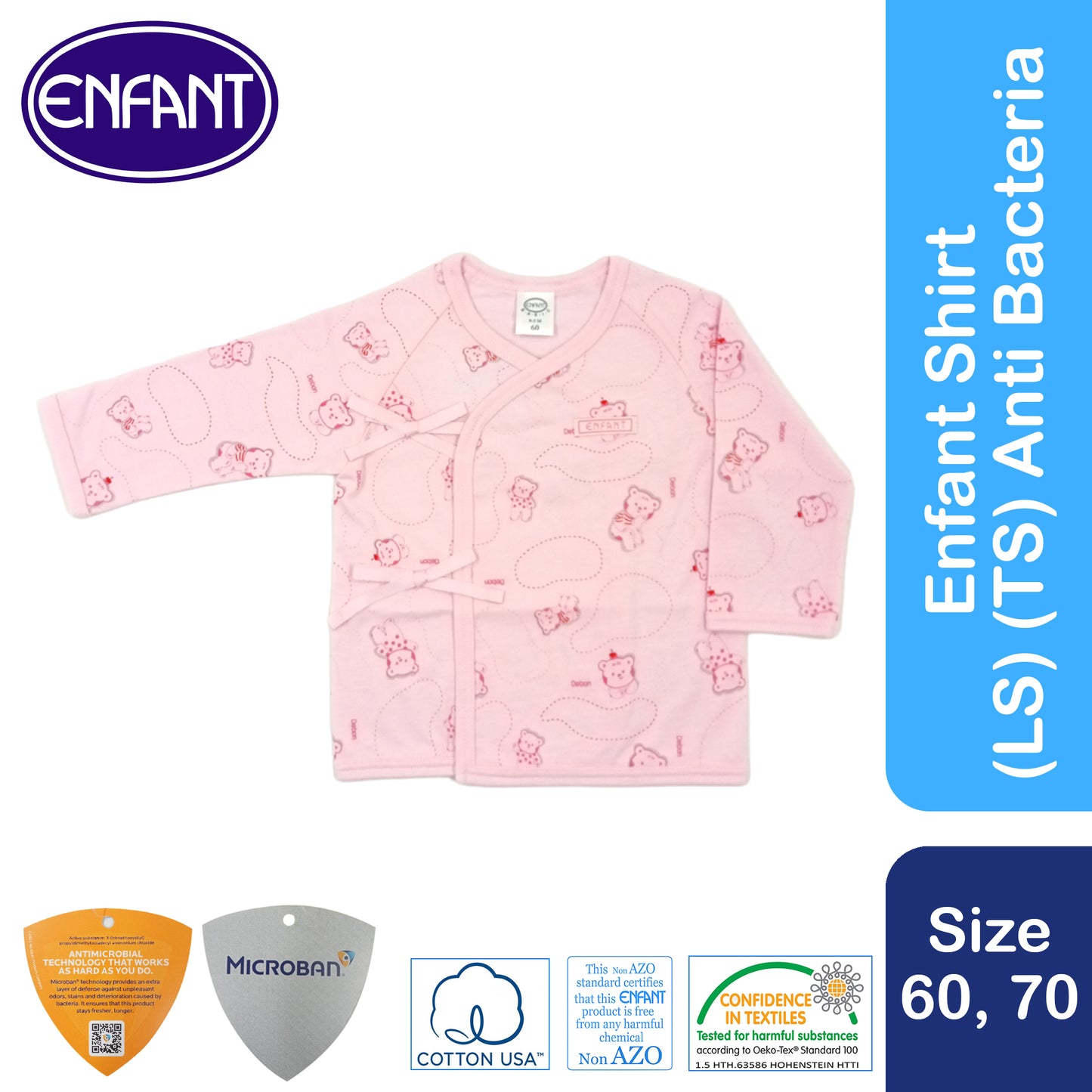 Enfant Tie Side Shirt long Sleeves Anti Bacteria