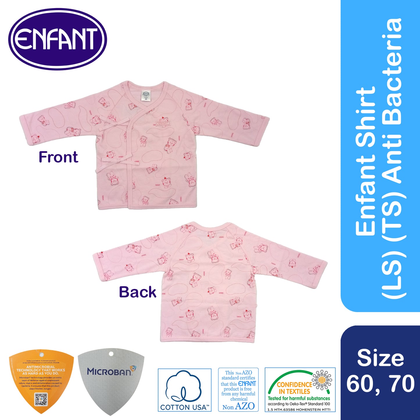 Enfant Tie Side Shirt long Sleeves Anti Bacteria