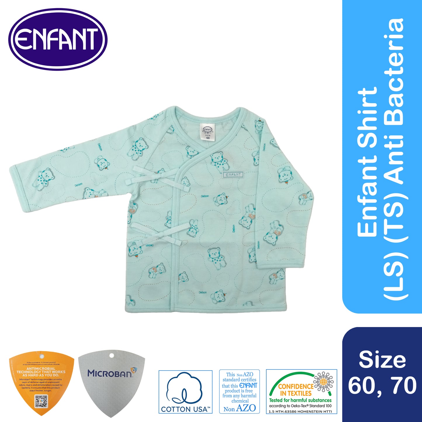Enfant Tie Side Shirt long Sleeves Anti Bacteria