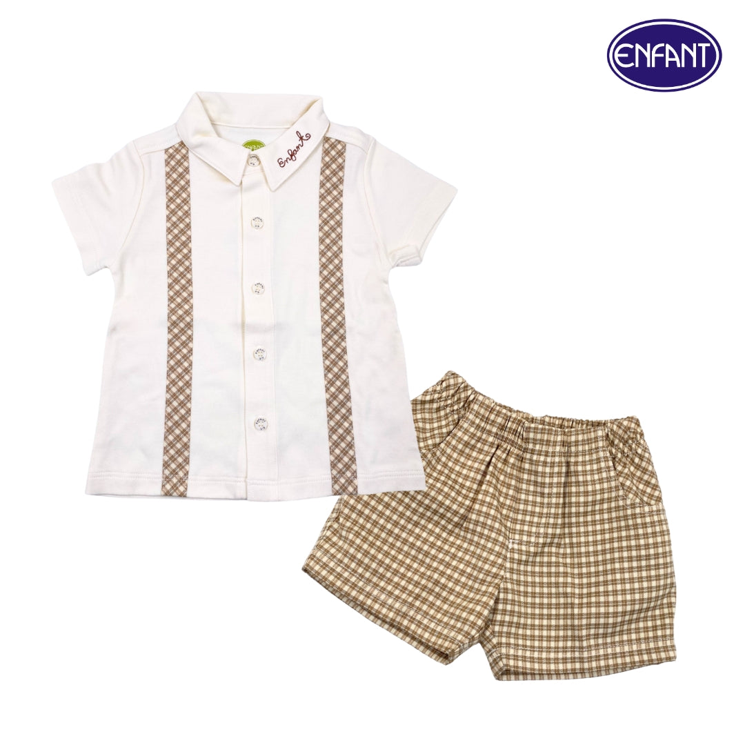 Enfant Organic Shirt And Short Swan Design