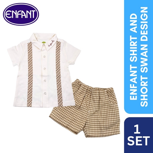 Enfant Organic Shirt And Short Swan Design