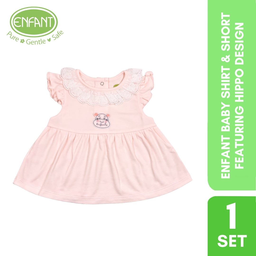 ENFANT BABY SHIRT & SHORT FEATURING HIPPO DESIGN