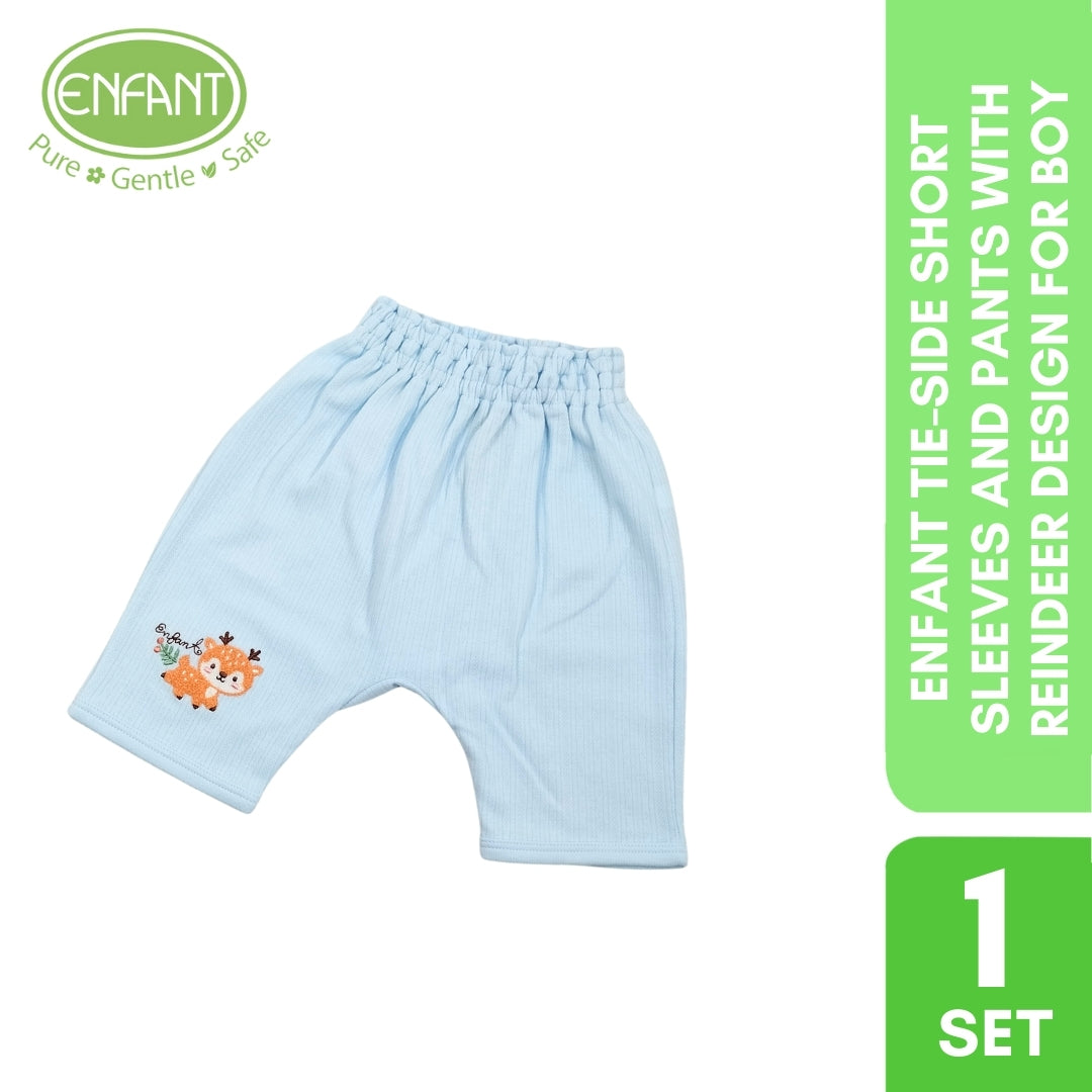 Enfant tie-side short sleeves and pants with reindeer design for boy