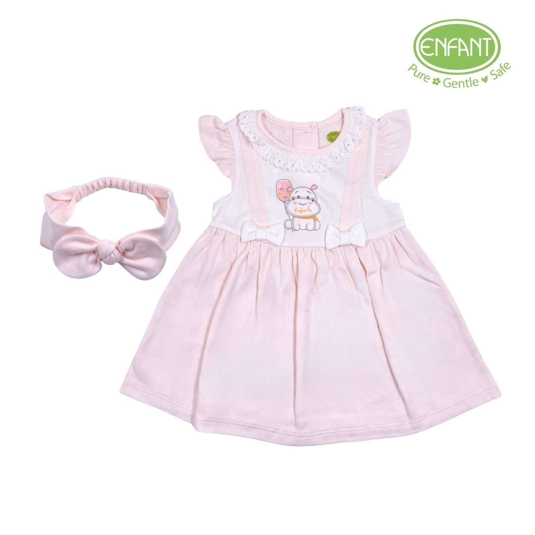 ENFANT HIPPO DESIGN DRESS WITH MATCHING HEADBAND