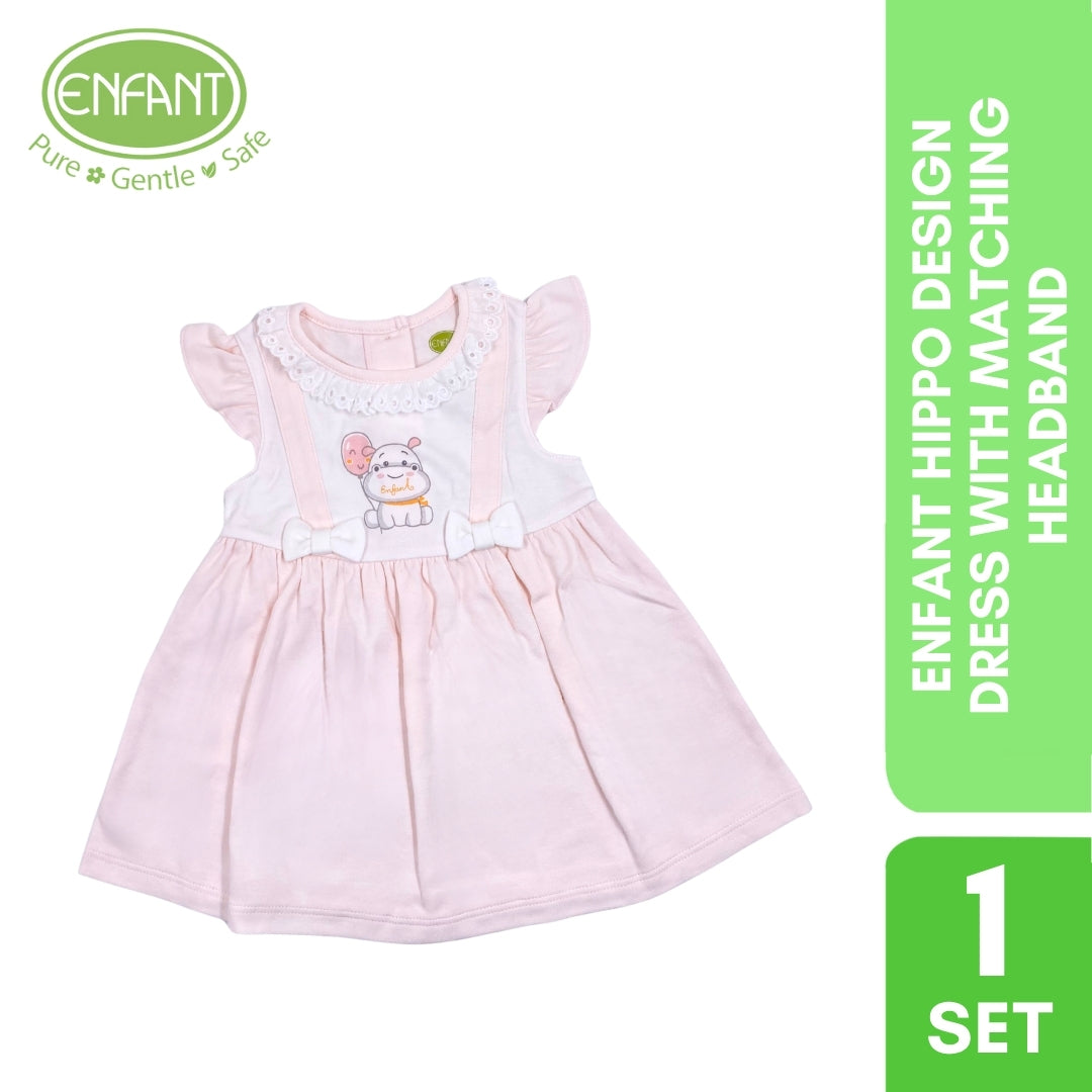 ENFANT HIPPO DESIGN DRESS WITH MATCHING HEADBAND