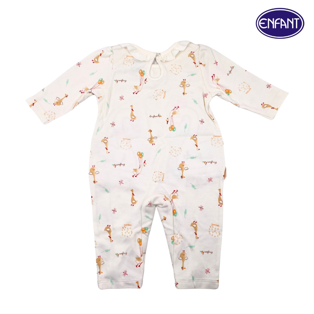 Enfant Organic Long Rompers Swan Design For Girls