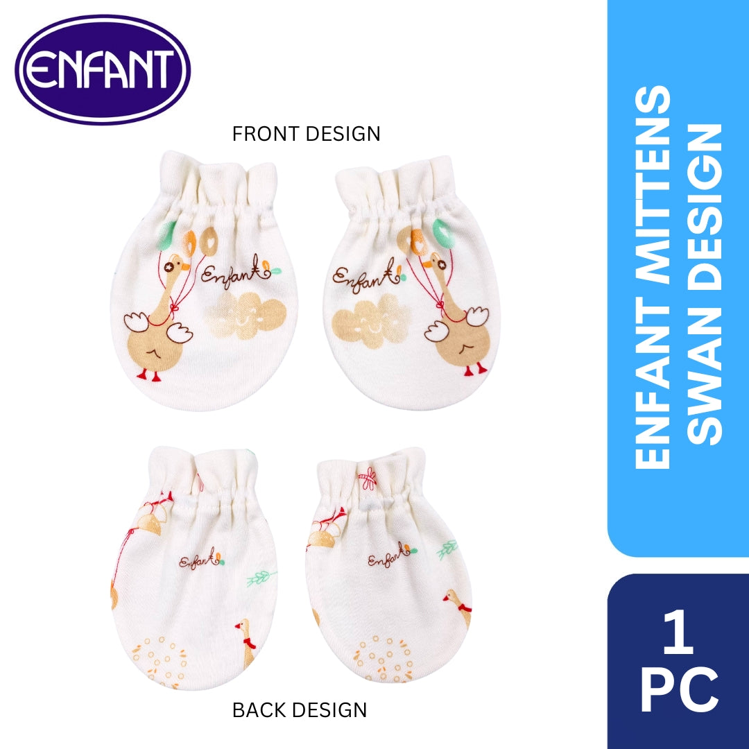 Enfant Organic Mittens Swan Design