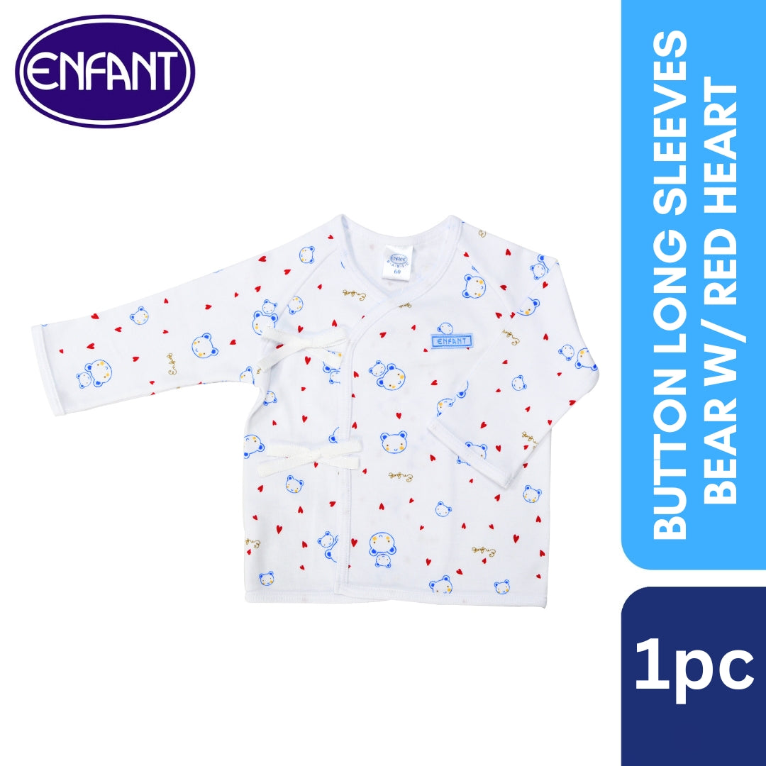 Button Long Sleeves Bear W/ Red Heart Design