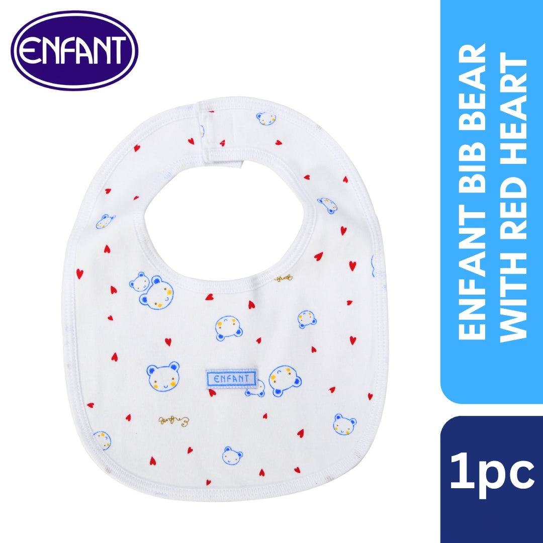 Enfant Bib Bear With Red Heart Design