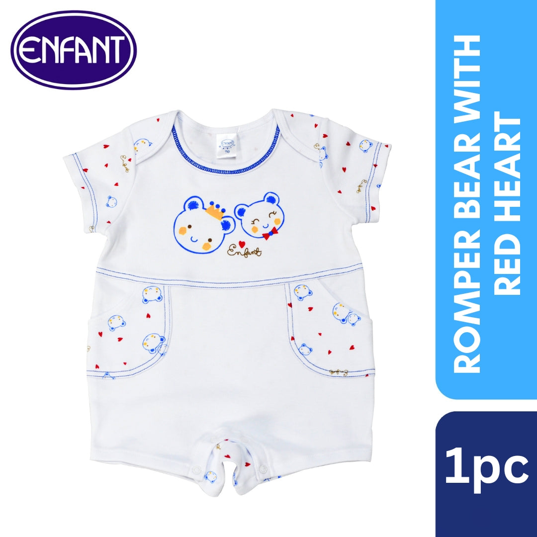 Romper Bear With Red Heart Design