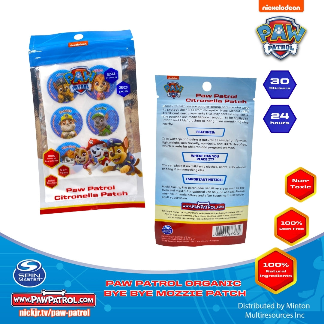 PAW PATROL ORGANIC BYE BYE MOZZIE PATCH_30 stickers