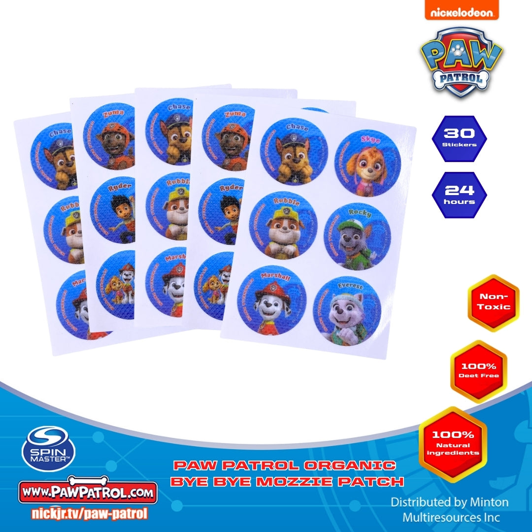 PAW PATROL ORGANIC BYE BYE MOZZIE PATCH_30 stickers