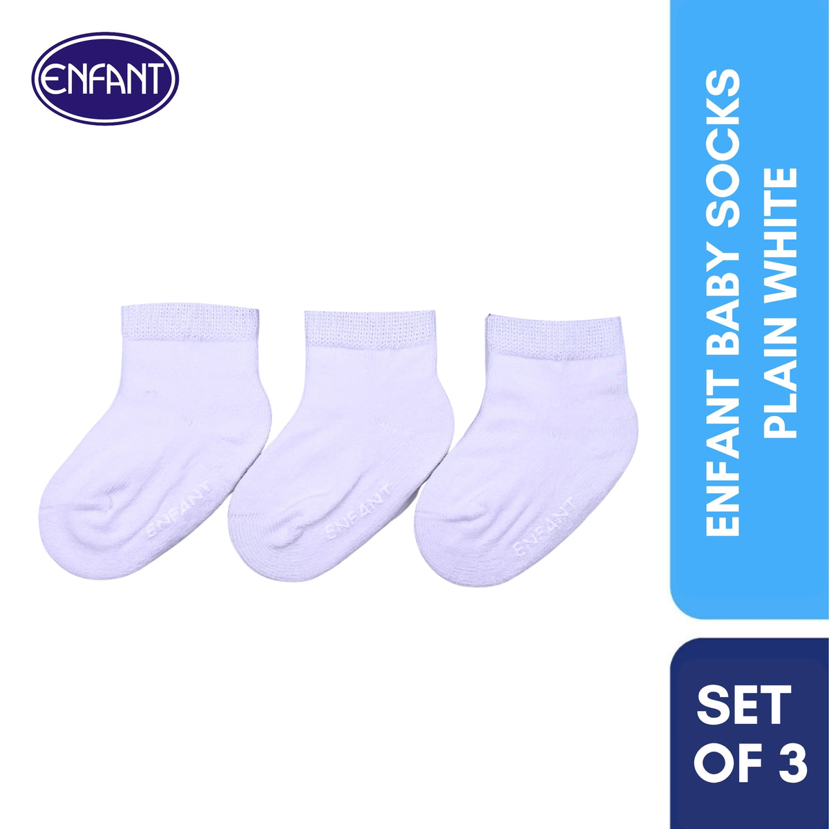 Enfant Baby Socks Plain White