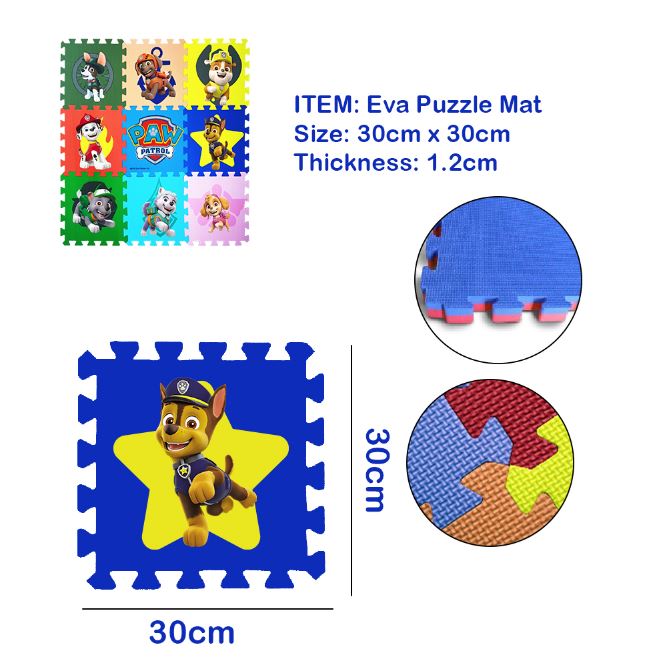 PAW PATROL 9pcs Baby EVA Foam Paw Patrol Puzzle Mat Floor Tapete Kids Child Waterproof Educational Crawling Mat Rug Baby Toy