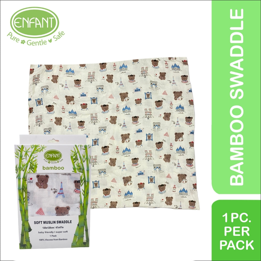 100% Bamboo Muslin Swaddle w/ Design