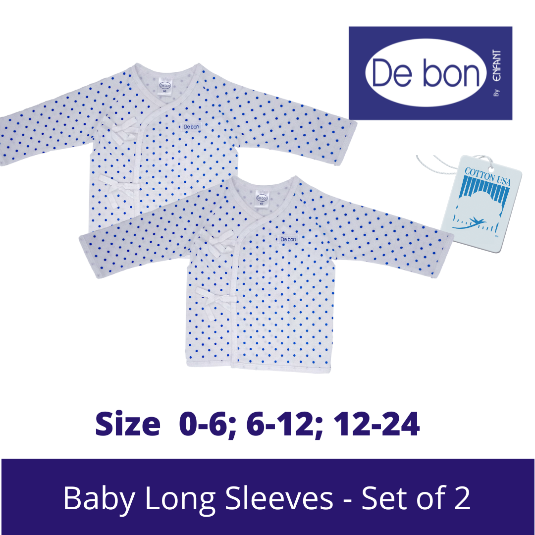 SALE Debon by Enfant Baby Toddler Long Sleeves Shirt Tieside Tie Kimono (Pack of 2) - SALE Size Newborn upto 2 yr old