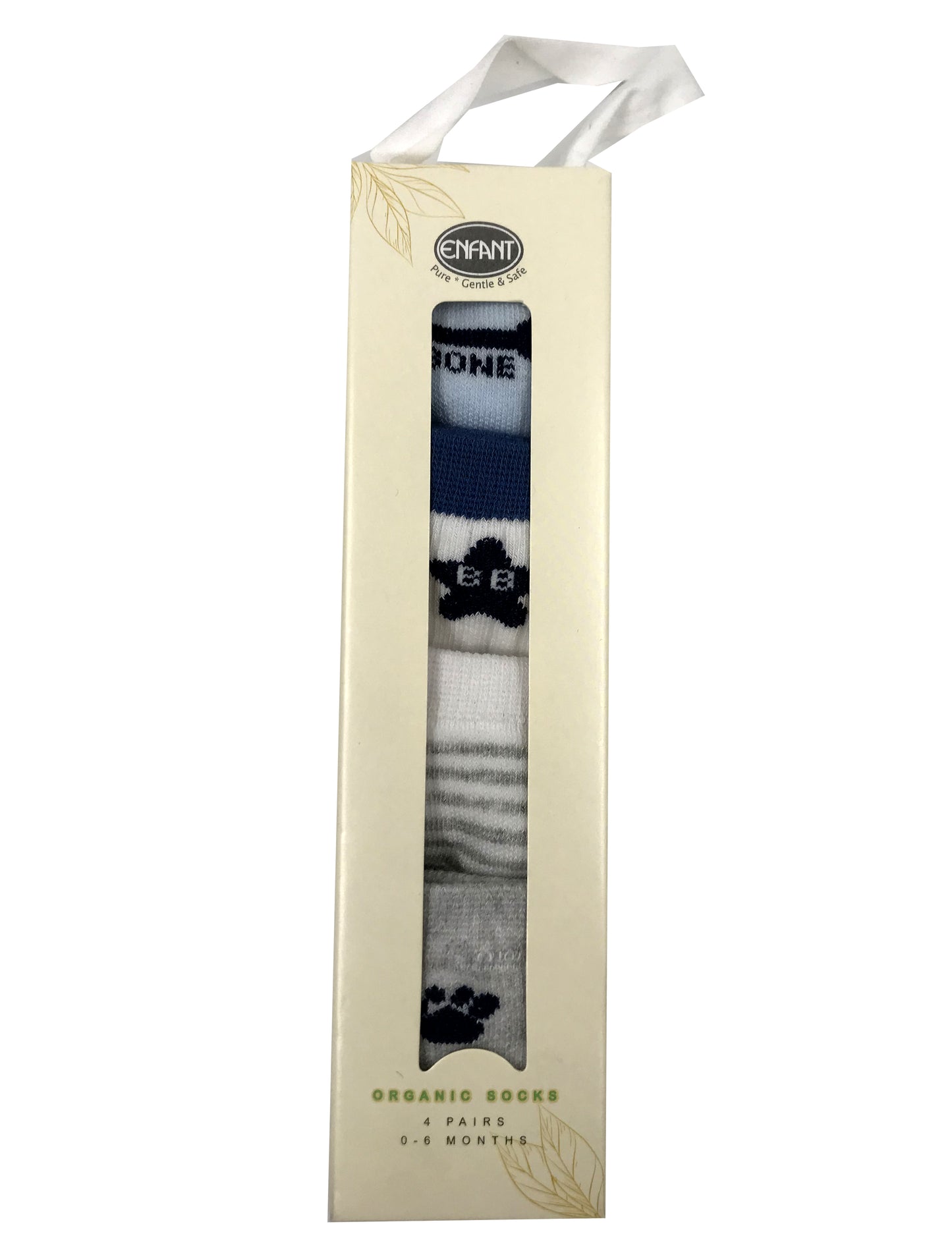 Enfant  Organic Socks Baby Boy Socks  Design for 0-6/ 6-12/ 12-18 ( 4 pairs )