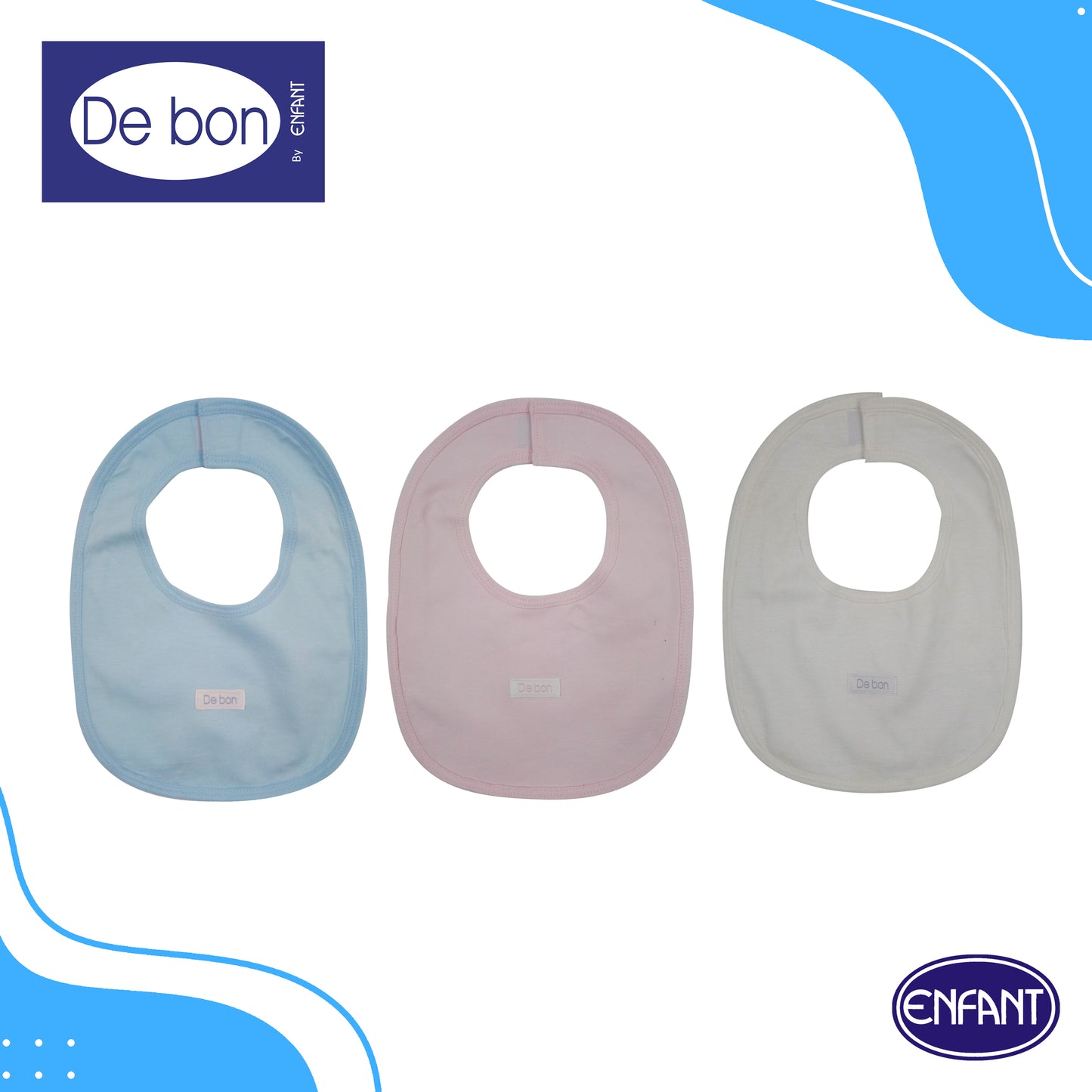 SALE Debon by Enfant Pack of 3 Baby Newborn 100% Cotton Bib ( White, Pink, Blue)