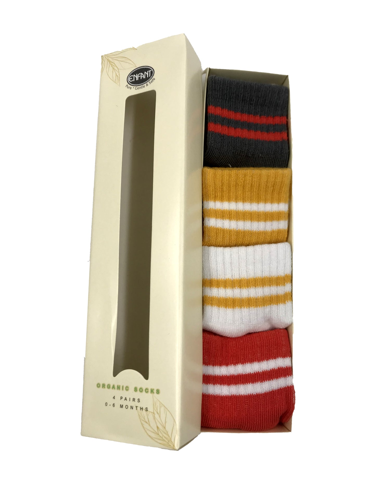 Enfant Organic Socks Baby Boy Socks Stripes Design for 0-6 months 4 pair set