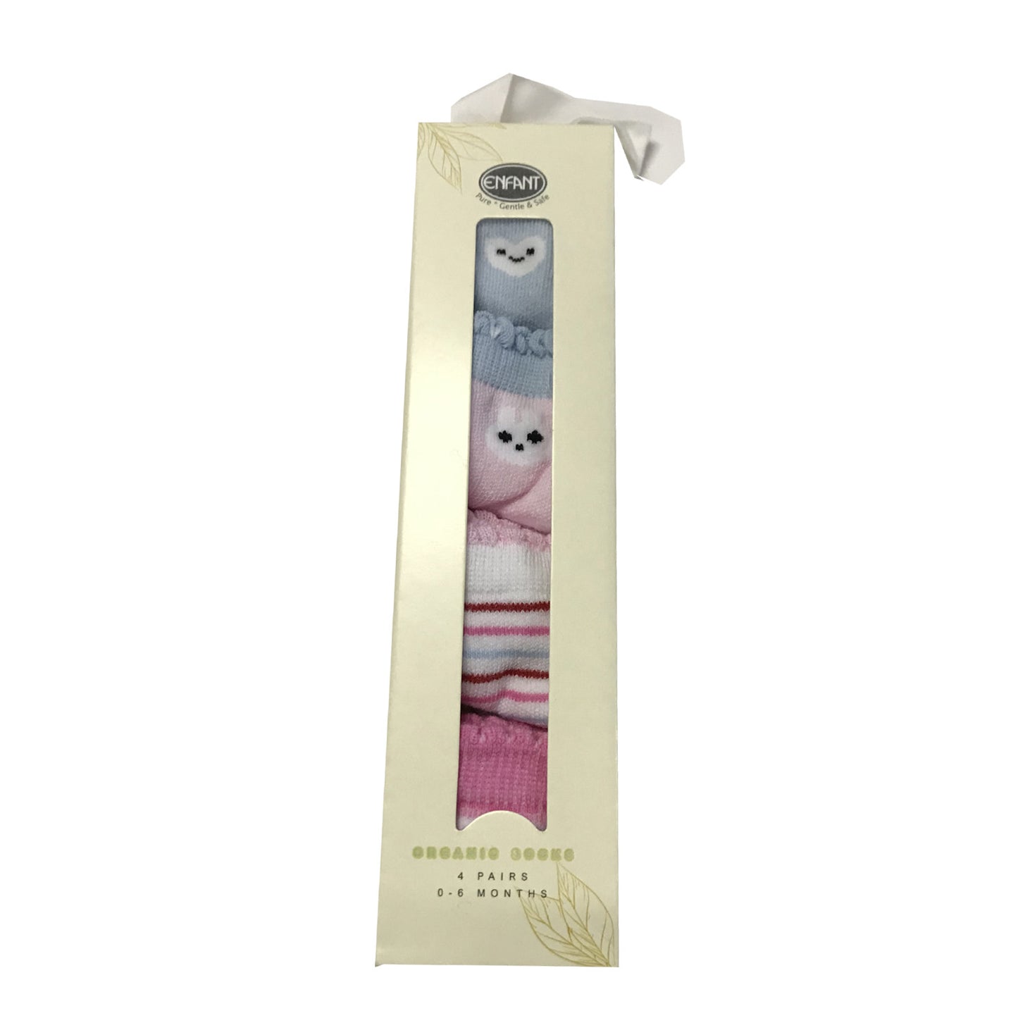 Enfant Organic Socks Baby Socks Pink Rabbit Design For 0-6 months ( 4 pairs )
