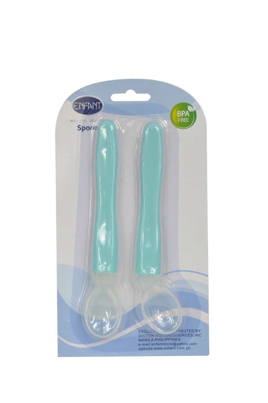 Enfant Baby Spoon Soft silicone Spoon Soft Tip Easy Grip Infant Spoon 2 pcs set