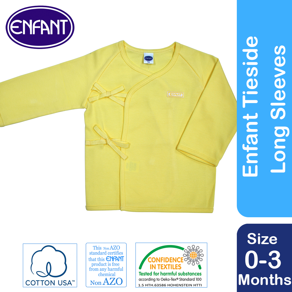 ENFANT Baby Newborn LongSleeves Tieside SHIRT 100% COTTON US