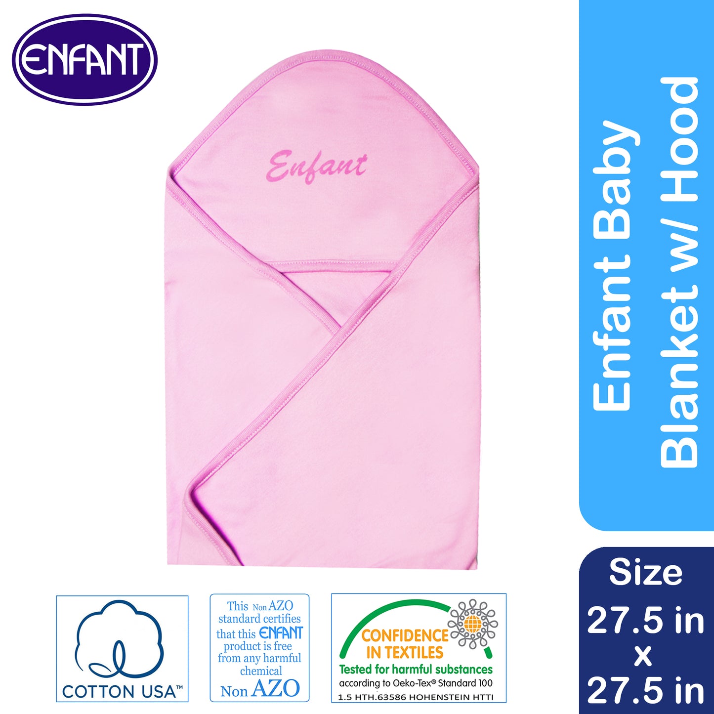 Enfant 100% Cotton Baby Newborn Receiving Blanket with Hood