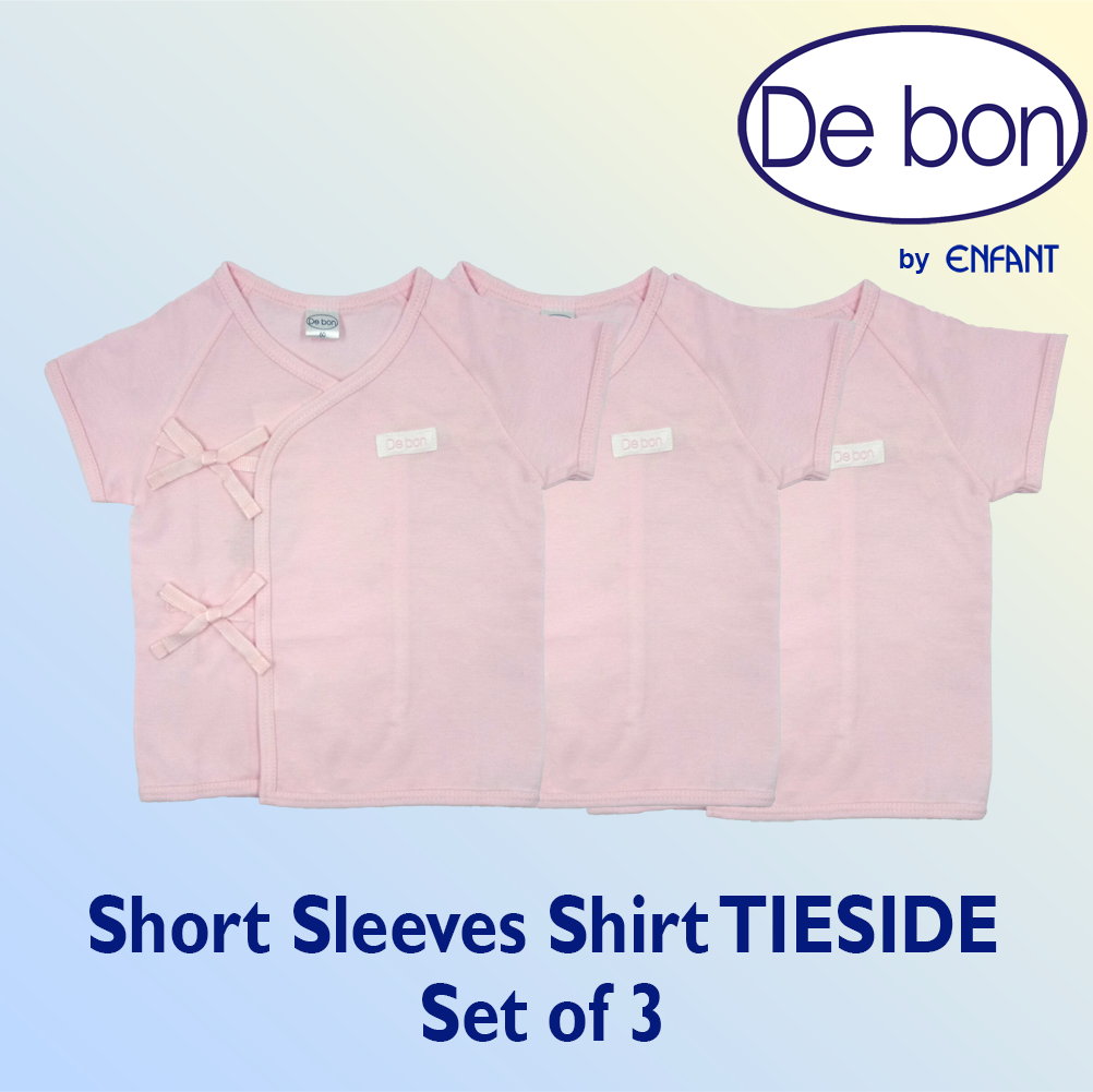 Debon By Enfant Newborn Baby 100% cotton USA SHIRT Shortsleeves TIESIDE Kimono Shirt 0-6 6-12 months Pack of 3