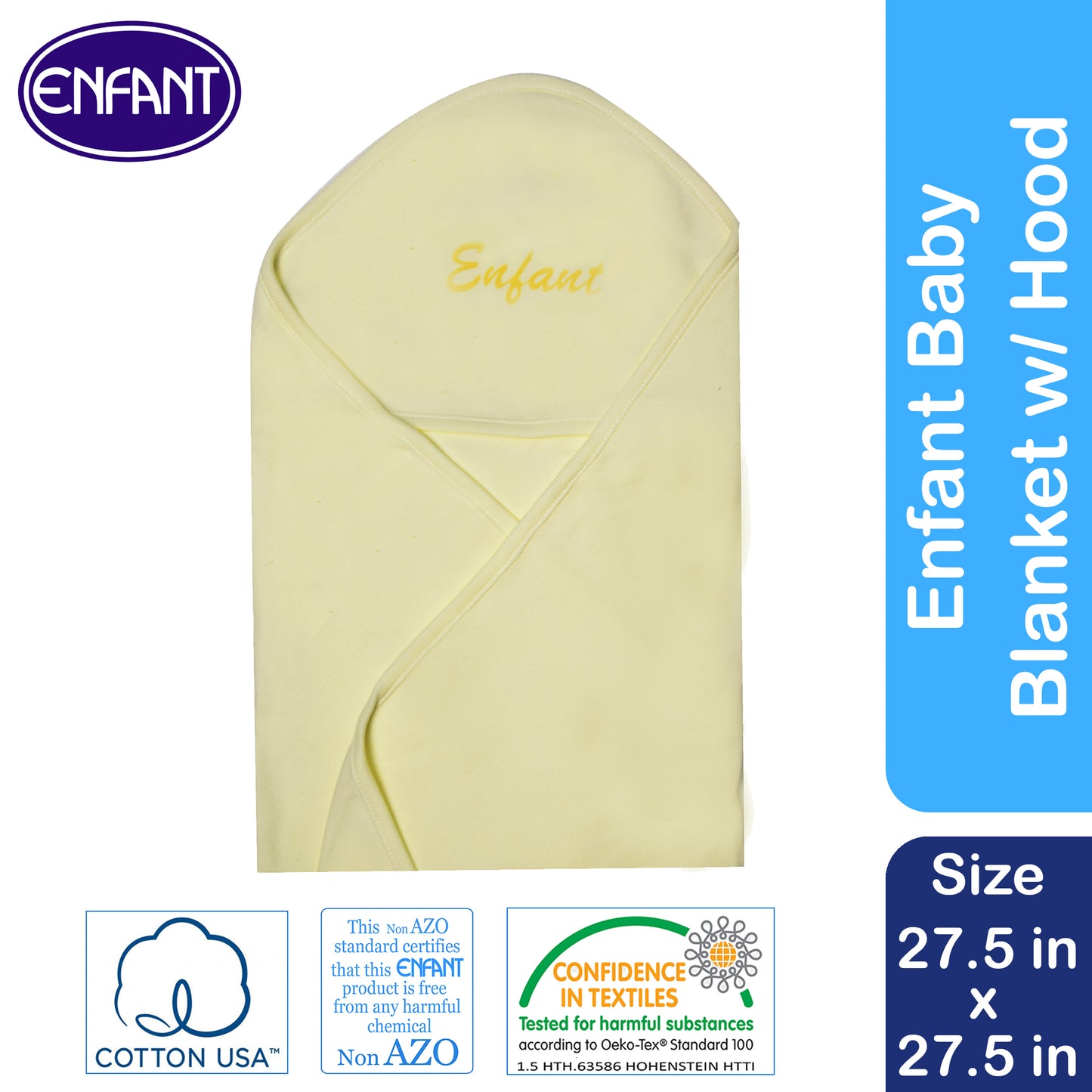 Enfant 100% Cotton Baby Newborn Receiving Blanket with Hood