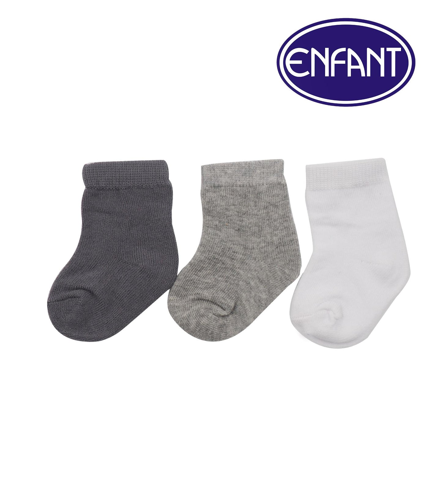 Enfant Baby Boys’ Socks Dark Grey, Light Grey & White