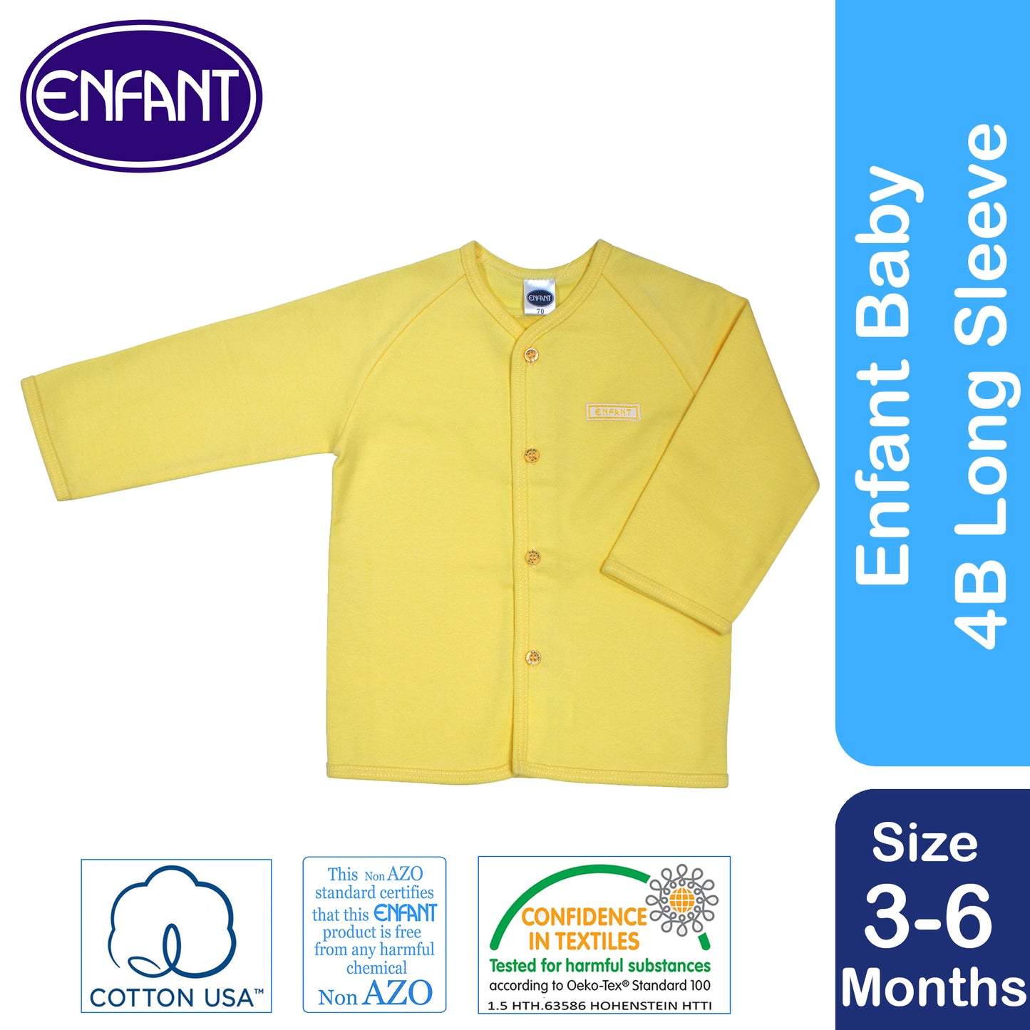 Enfant Baby Newborn Longsleeves Button Shirt 100% Cotton US