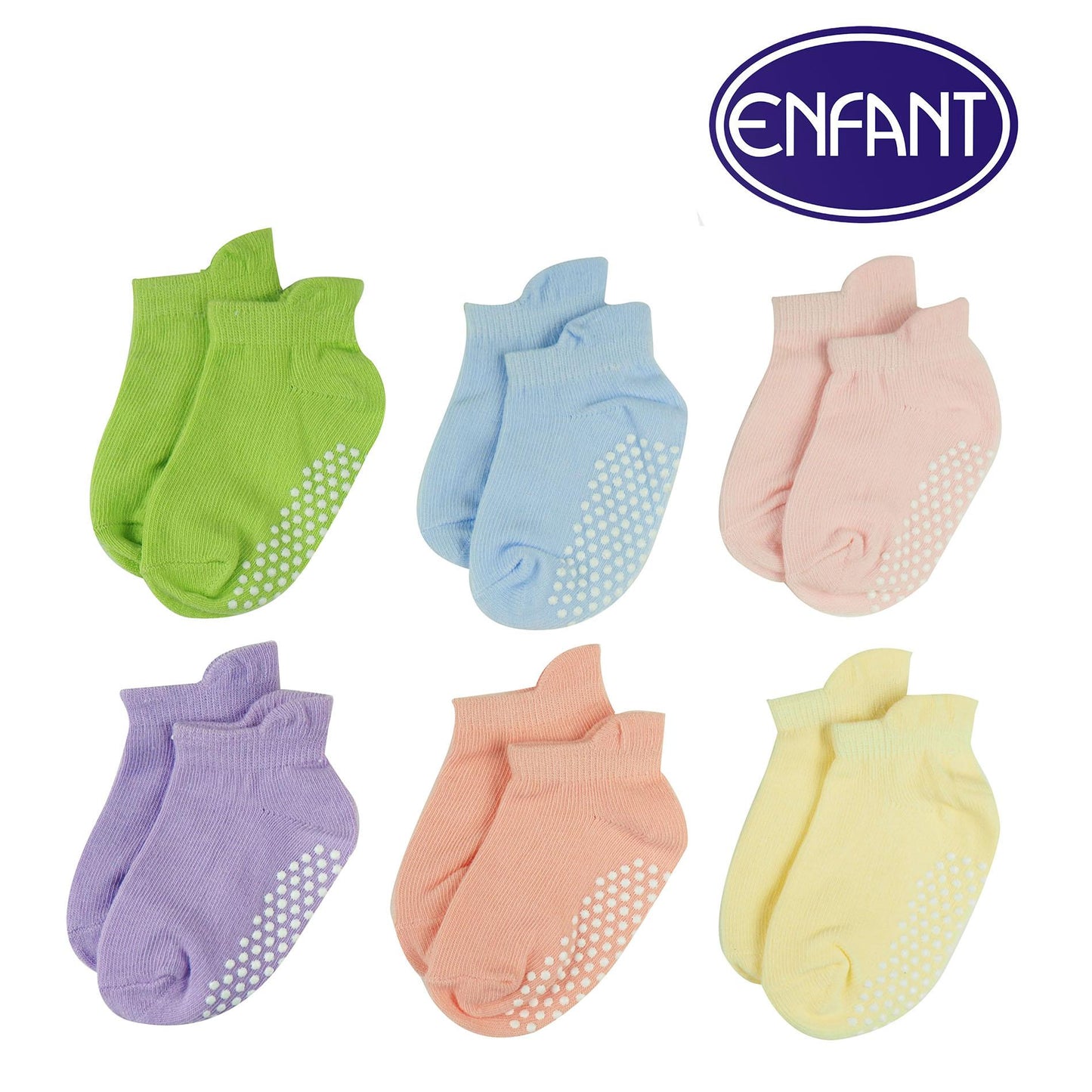 Enfant Baby Infant Socks Girls Non Slip/Anti Skid 6 Pairs 0-6m 6-12m 12-24m