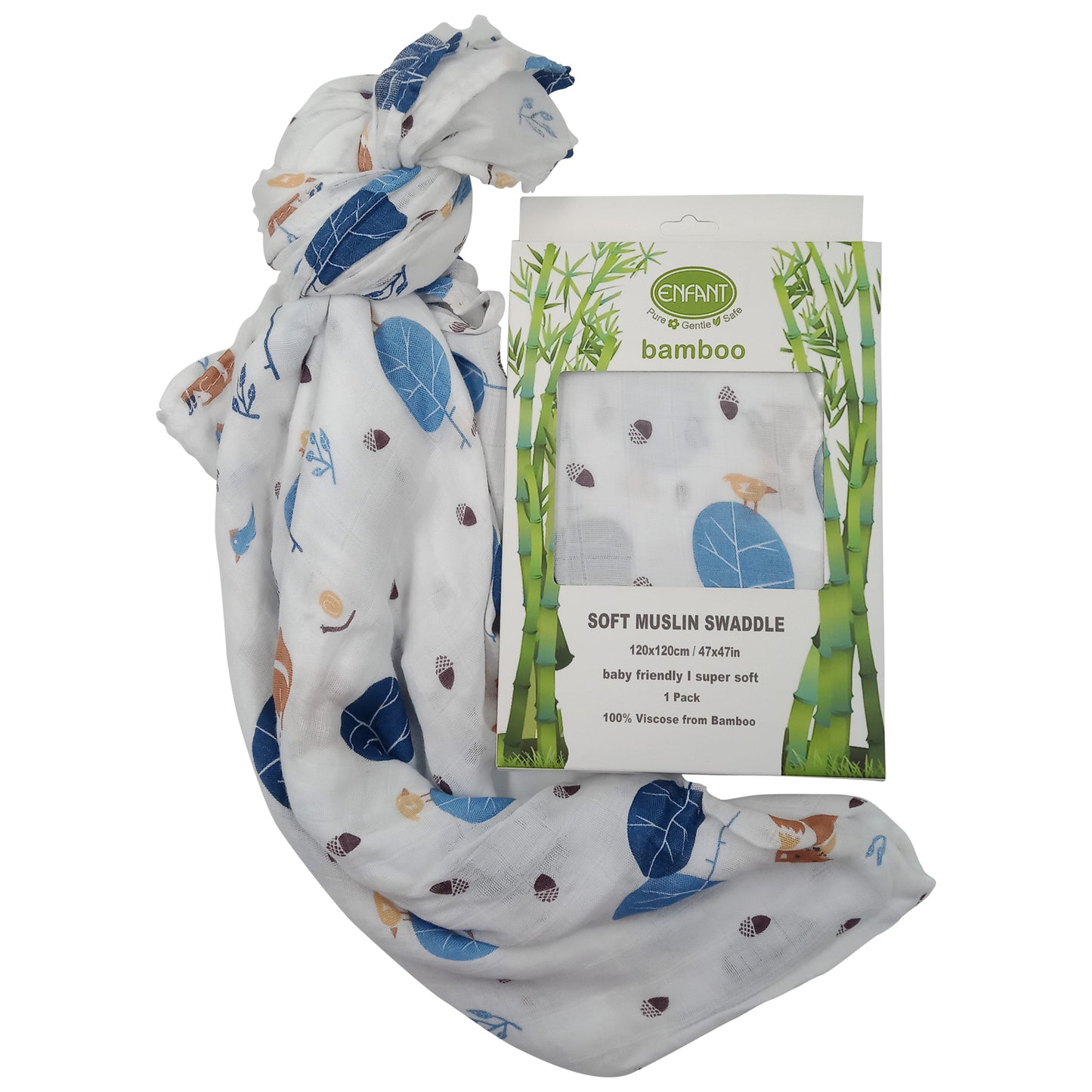 100% Bamboo Muslin Swaddle w/ Design