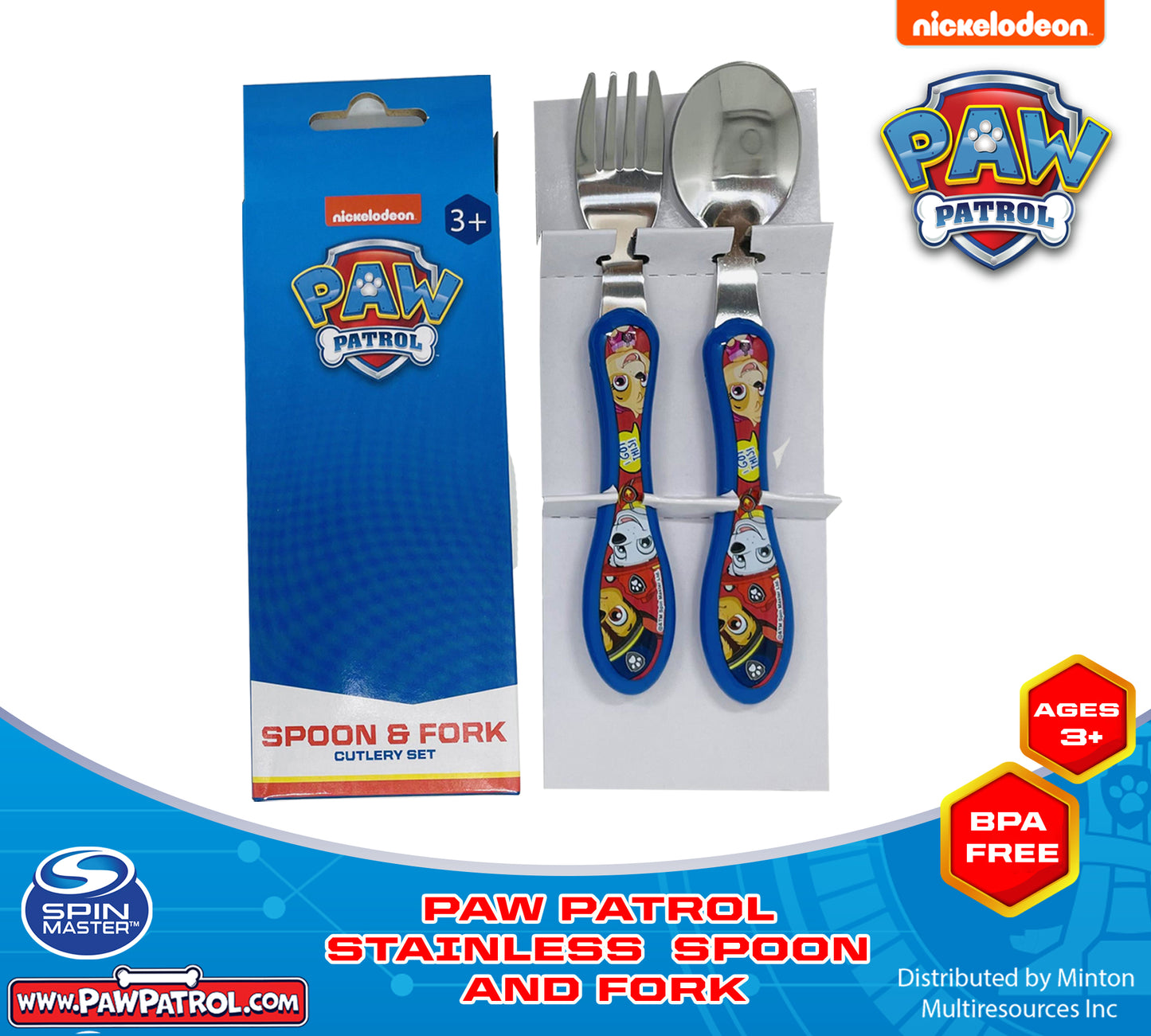 PAW PATROL STAINLESS SPOON AND FORK