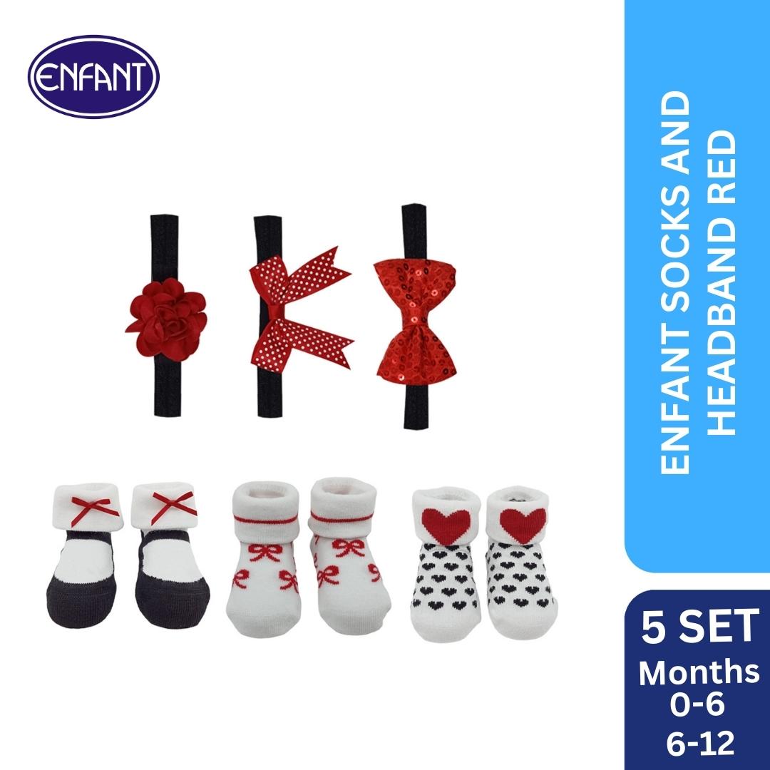 enfant baby socks and head band for baby girl ( 5 sets)