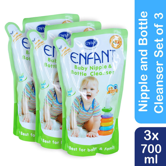 Enfant Nipple and Baby Bottle Liquid Cleanser Bottle Wash Refill 700 ml (pack of 3)