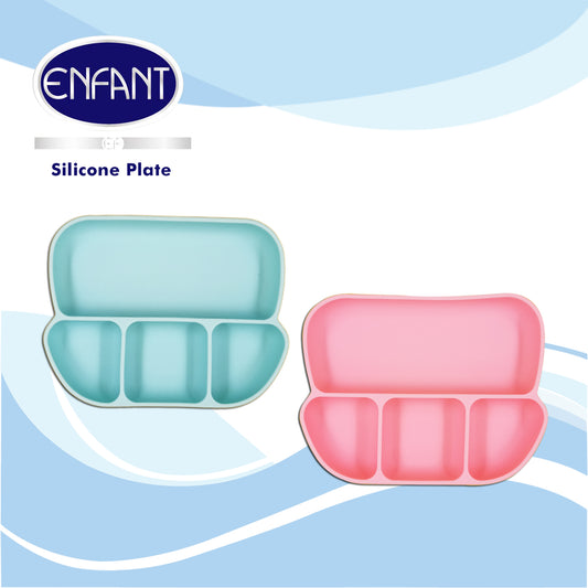 Enfant Silicone Food Grade 4 part Baby Kids Plate Partition With Suction