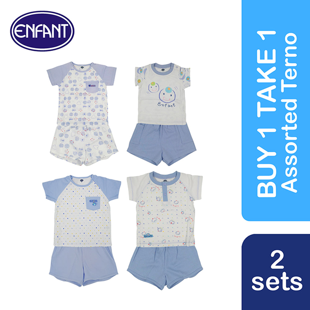 Enfant Newborn Baby Clothes Shirt and Shorts Terno Buy 1 Take 1  (Assorted Design) Size 6-12 months / 1-2 yrs old