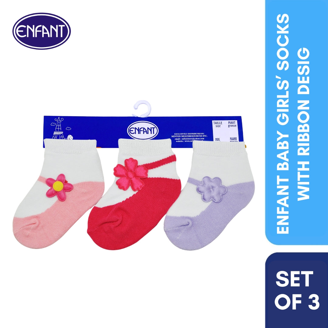 Enfant Baby Girls’ Socks with Ribbon Desig
