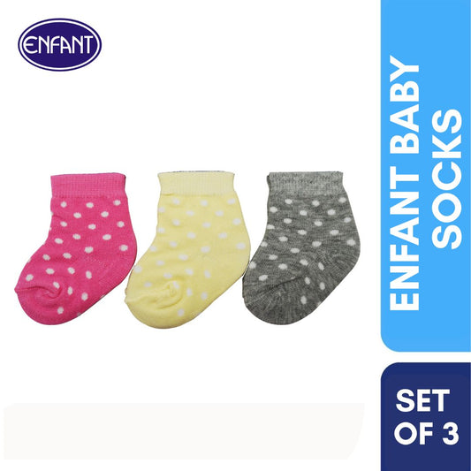 Enfant Baby Socks Set of 3 (pink/yellow/gray)