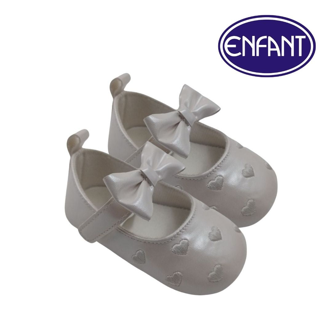 ENFANT BABY GIRLS SHOES WITH HEART AND RIBBON DESIGN