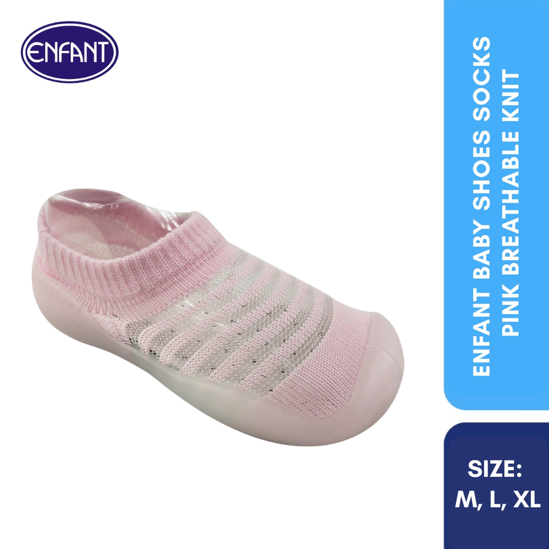 Enfant Baby Shoes Socks with Sole (Blue/Black/Pink Stripes)