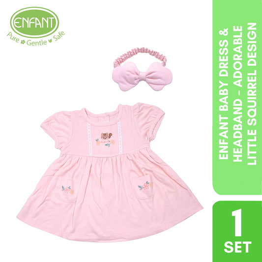 ENFANT Baby Dress & Headband – Adorable Little Squirrel Design